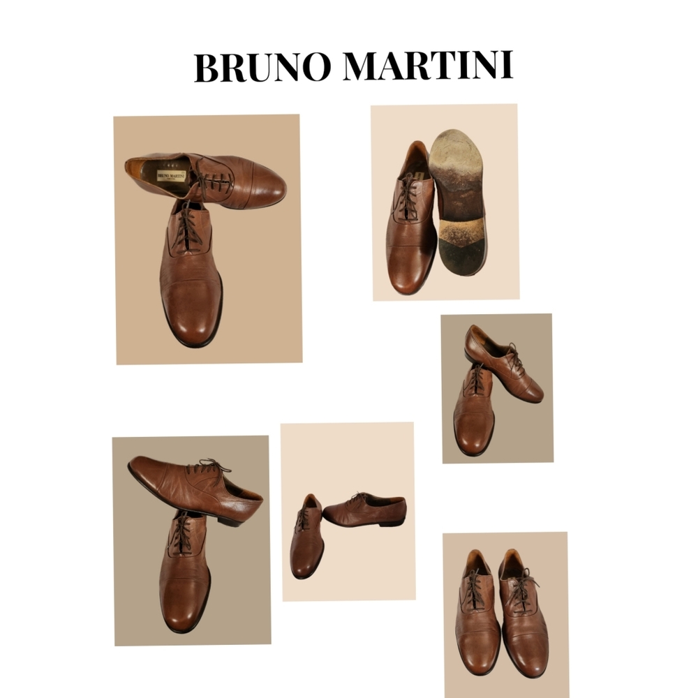 BRUNO MARTINI BROWN LEATHER OXFORDS SIZE 10.5